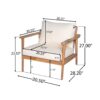 Mid Century Modern Outdoor Lounge Chair With Cushions Solid Wood For Patio, Garden, Balcony - Teak - Image 3