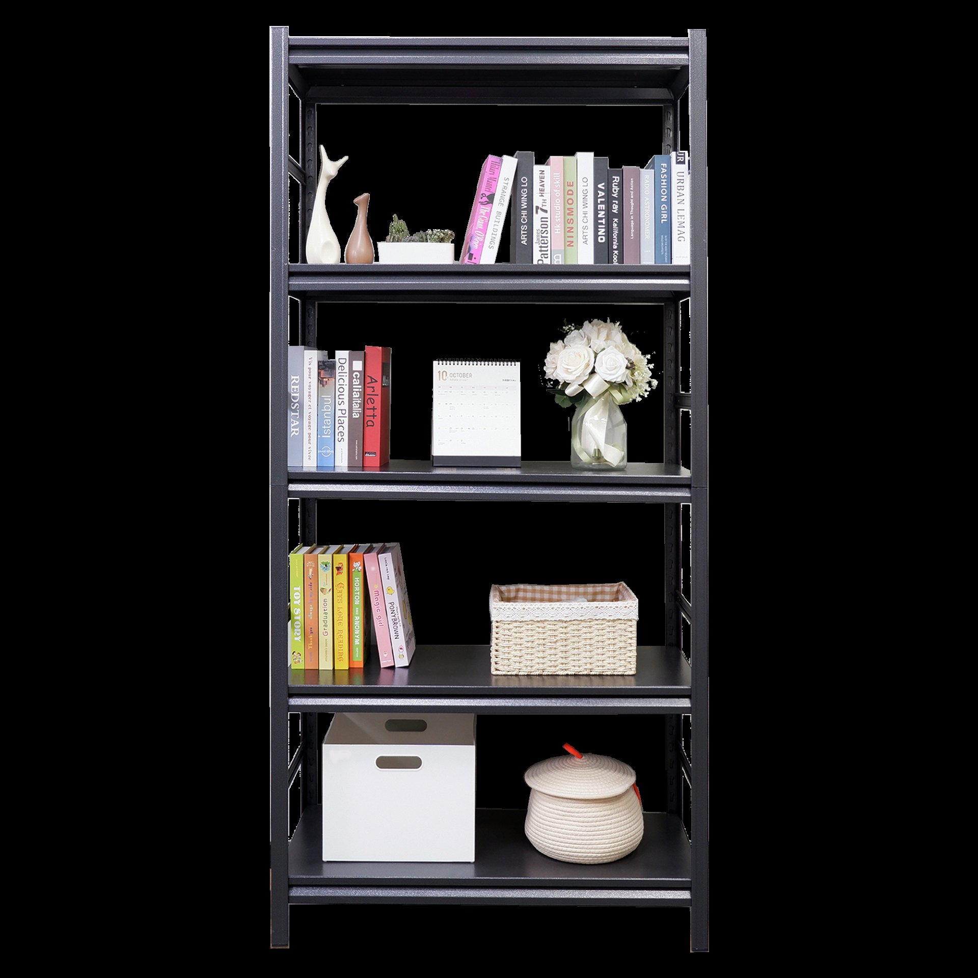 Adjustable Heavy Duty Shelving 5 Tier Storage Shelves, 2000Lbs Load, Kitchen, Garage - Black - Image 7