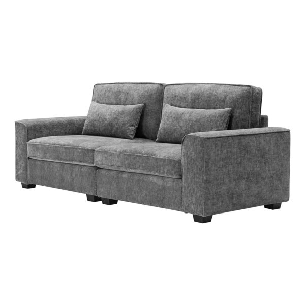Modern Fabric Sofa With Plush Cushions, Sleek Arm Design - Gray
