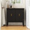 Vintage Style 2 Door Wooden Sideboard Cabinet For Living Room, Dining Room, Or Office - Black Wood - Image 2