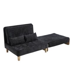 Mid Century Modern Foldable Sofa Bed Recliner, 3 - 1 Convertible Sleeper With 3 Pillows For Small Spaces - Black