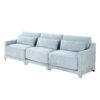 Elegant 3 Seater Sofa With Lumbar Pillow Chenille Upholstery Ergonomic Design Wooden Base - Sky Blue - Image 21