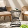 Lassen - Modern Outdoor Side Table With Hourglass Design - Matte Black - Image 6