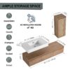 Imitative Wall Mounted Bathroom Vanity With Resin Sink And Side Cabinet, Soft Close Drawers - Imitative Oak - Image 11