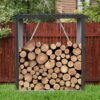Outdoor Meta Firewood Rack, Open Wood Shed For Firewood, Pellet, Or Lumber Storage - Black - Image 4