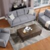 Modern Living Room Sofa Set Linen Upholstered Couch Furniture For Office, Home - Light Gray / Blue - Image 4