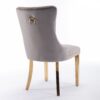 Nikki - Modern, High-End Tufted Solid Wood Contemporary Velvet Upholstered Dining Chair With Golden Stainless Steel Plating Legs, Nailhead Trim (Set of 2) - Gray / Gold - Image 6