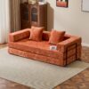 Floor Couch, Compression Sofa, Convertible Floor Sofa Bed With Pillow Back Support Armrest - Orange - Image 4