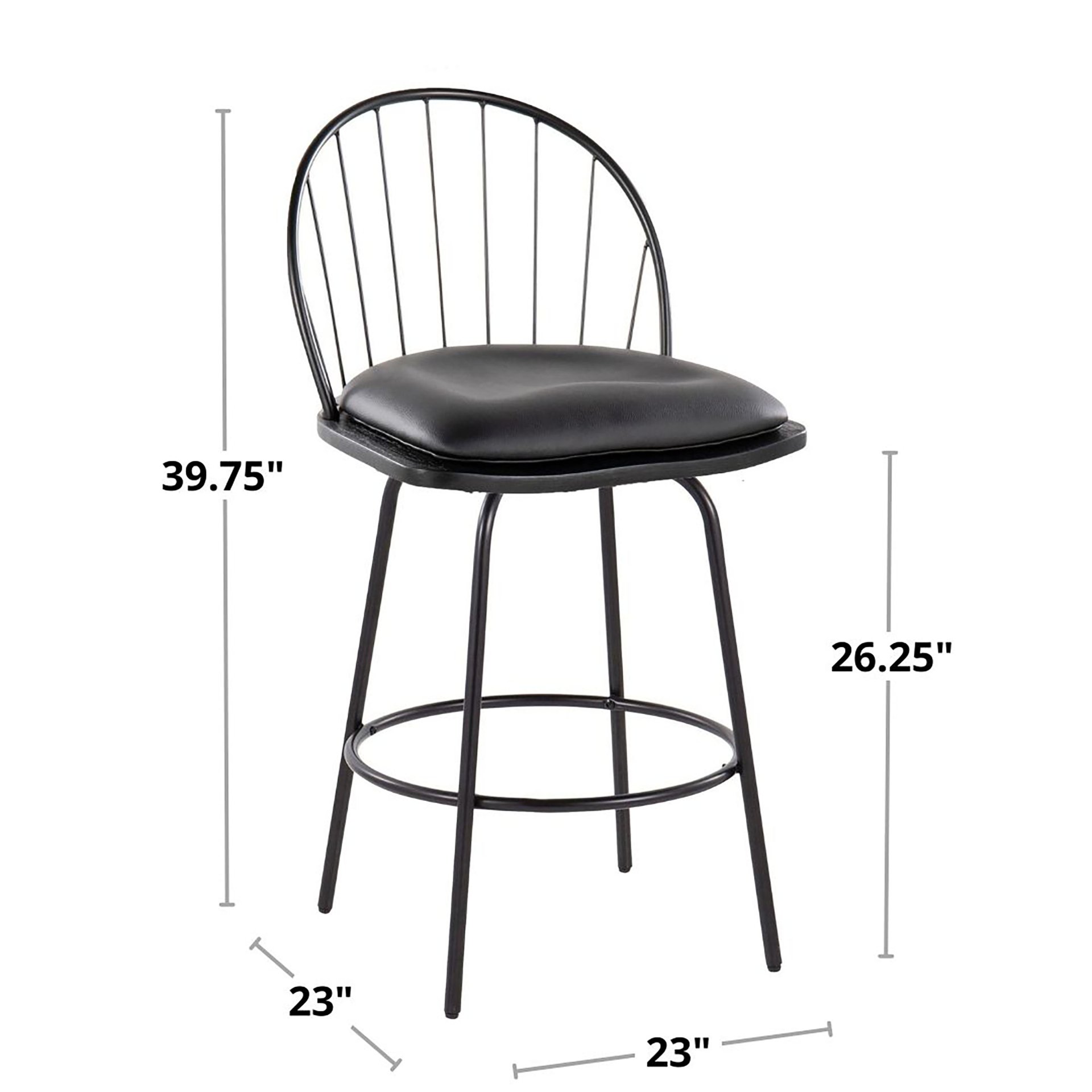 Riley - Claire Farmhouse Fixed Height Counter Stool With Swivel With Round Footrest (Set of 2) - Black - Image 10