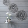 Metal Flowers Wall Decor, Transitional Wall Floral Sculpture For Foyer Porch Hallway Entrance (Set of 3) - Gold - Image 3