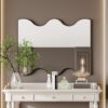 Wall Mirror Rectangular Mirror With 2 Wavy Sides Metal Framed Mirror Vanity Mirror Dressing Mirror, For Bathroom, Living Room, Bedroom Wall Decor - Black - Image 2