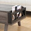 Antique Wooden Livingroom Coffee Table With Two Storage Drawers - Distressed Gray / Black - Image 4