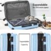 Expanable Spinner Wheel 2 Piece Luggage Set ABS Lightweight Suitcase With Tsa Lock 20" / 28" - Light Blue - Image 3