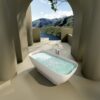 Freestanding Solid Surface Bathtub, Luxury Engineered Stone Resin Freestanding Soaking Bathtub With Overflow And Pop-Up Drain Cupc Certified, 22S04-67 - Matte White - Image 6