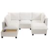 U - Shaped Sectional Sofa Modular Sofa Couch With A Movable Ottoman, A Coffee Table With Hidden Charging Devices For Living Room - White - Image 15