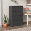 Modern 4 Drawer Lateral File Cabinet With Lock, Metal Filing Cabinet For Legal / Letter / A4 / F4 - Brushed Nickel - Image 2