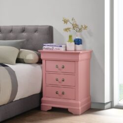 Louis Phillipe - 3 Drawer Nightstand - Pink