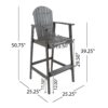Outdoor Acacia Wood Adirondack Barstools (Set of 2) - Natural Stained - Dark Gray - Image 3
