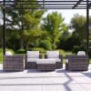 5 Piece Patio Chair Set With Cushions & Ottomans - Brown - Image 3