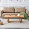 Rubber Wood And Solid Wood Coffee Table Modern Minimalist Rattan Weaving Design, Living Room Balcony, Multifunctional Small Sized Furniture - Natural - Image 4