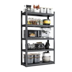 Industrial Heavy Duty Metal Garage Shelving Unit 5 Tier Adjustable Storage Rack - Brushed Nickel