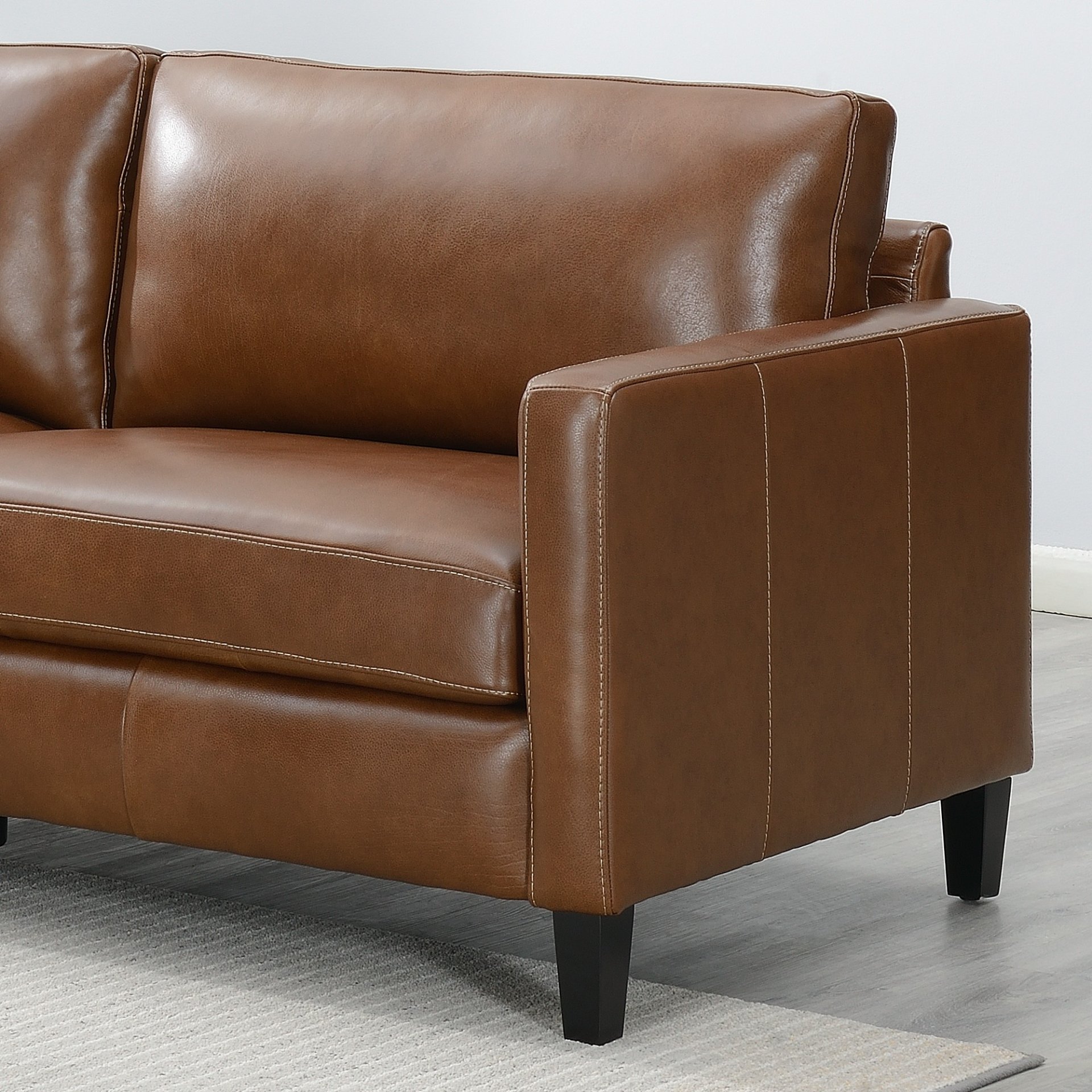 Modern & Contemporary Leather Sofa - Light Brown - Image 4