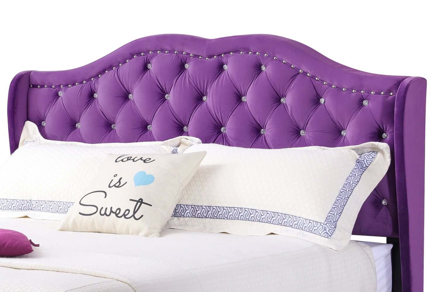 Queen Elegant Transitional Upholstered Bed - Purple - Image 4