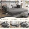 Convertible Couch Bed With 2 Pillows, 3 Seat Folding Floor Couch & King Size Bed Mattress, Diy Combination - Gray - Image 12
