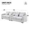 Upholstered Sofa With Console, 2 Cupholders And 2 USB Ports Wired Or Wirelessly Charged, Modern Linen Fabric Couches With 4 Pillows (4 Seat) - Light Gray - Image 24