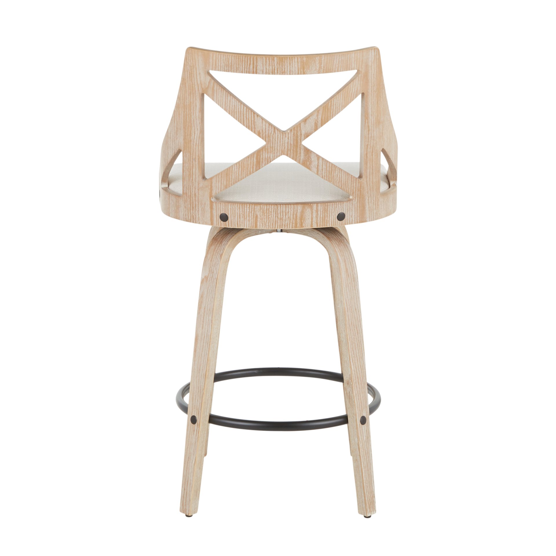 Charlotte - Farmhouse Fixed Height Counter Stool With Swivel (Set of 2) - White Washed / Cream - Image 5