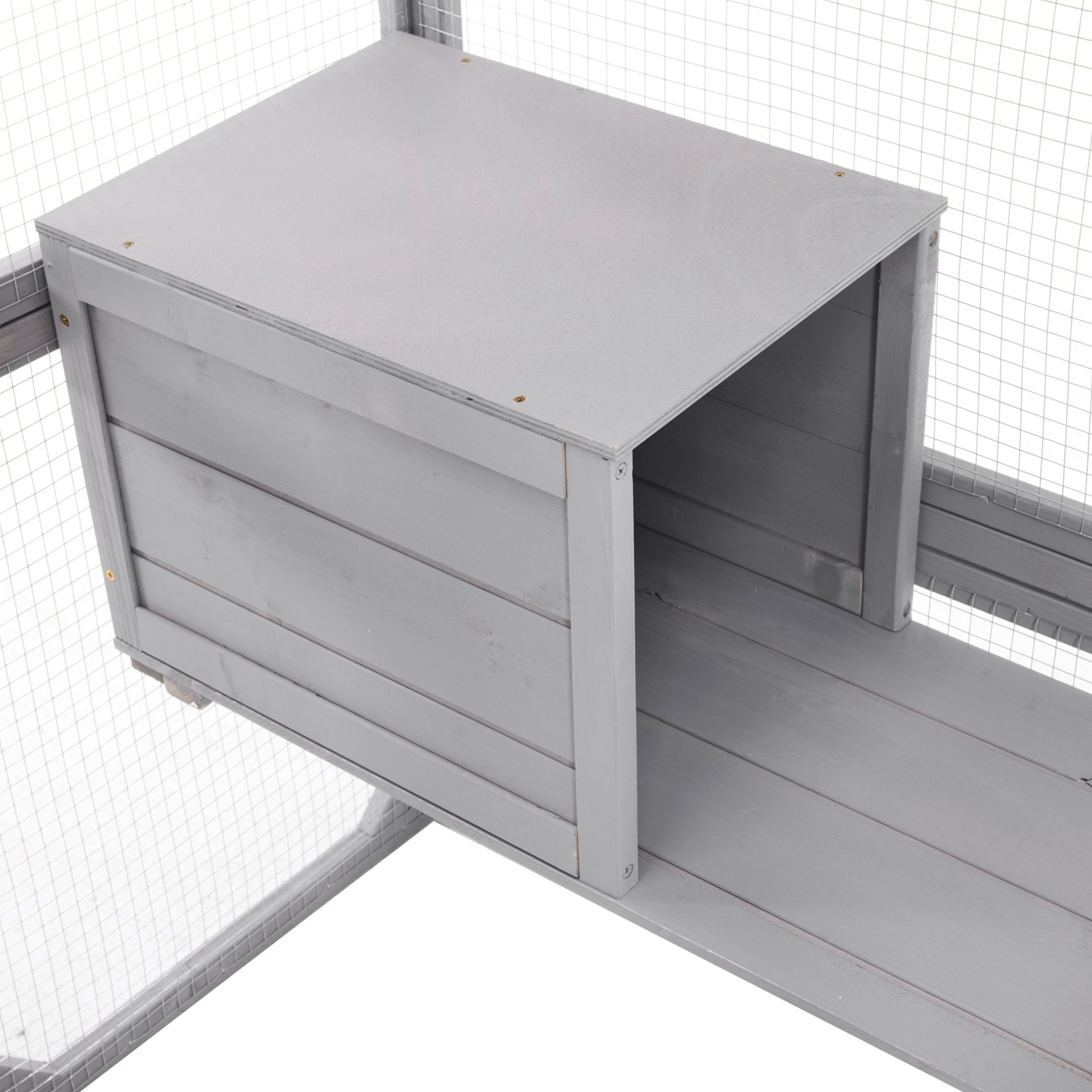 Outdoor Cat House, Diy Cat Enclosure Catio With Double Enter Doors - Light Gray - Image 23