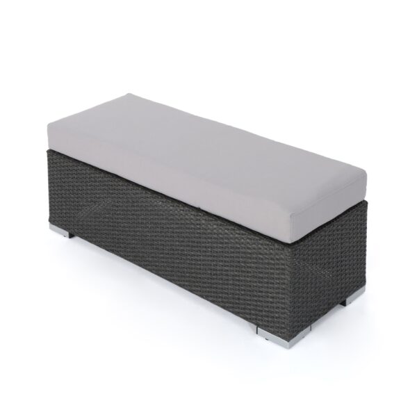 Enthrallia - Outdoor Wicker Bench With Cushion - Gray