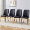 Modern Dining Chairs With Sleek Backrest And Metal Legs For Kitchen Bedroom And Office (Set of 4) - Black - Image 2