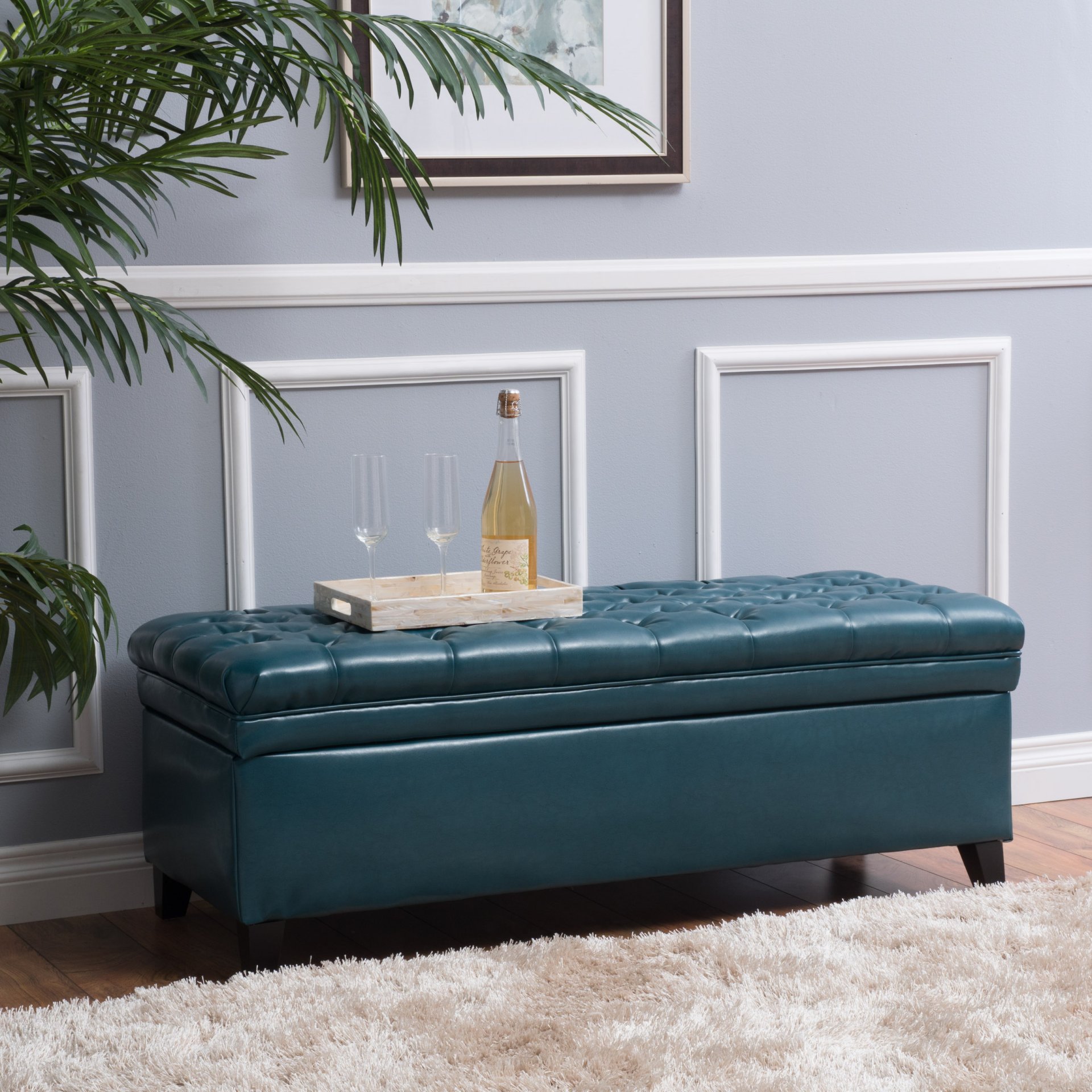 Juliana - Teal Storage Ottoman With Spacious Interior - Teal - Image 2