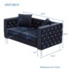 Wide Sofa With Jeweled Buttons Square Arm, 2 Pillows - Black - Image 16