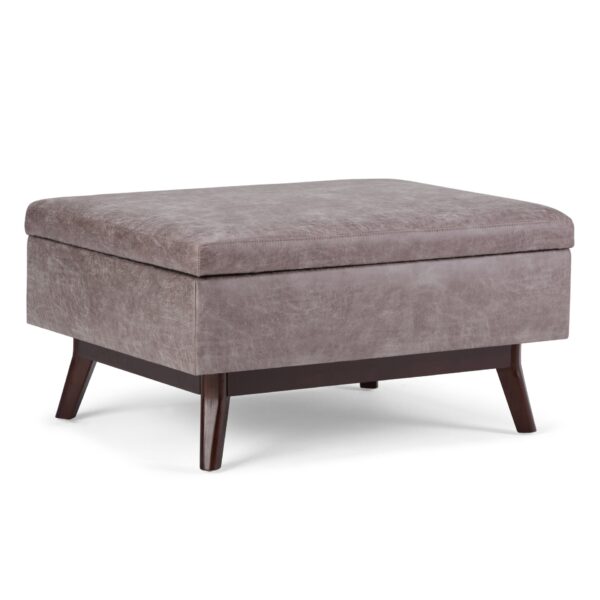 Owen - Coffee Table Storage Ottoman - Distressed Gray Taupe
