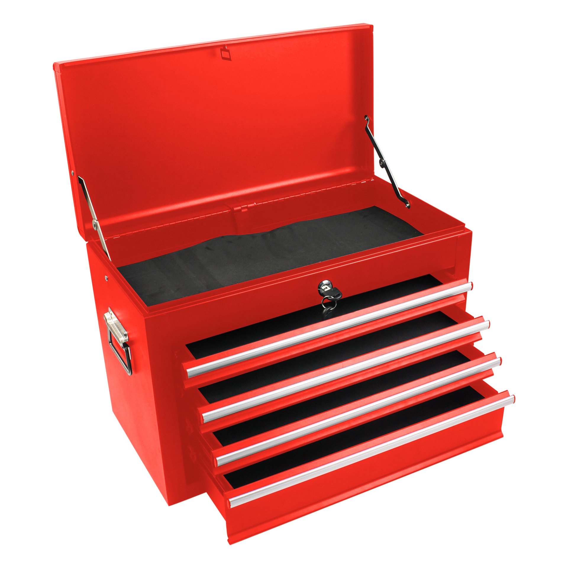 6 Drawer Lockable Tool Cabinet On Wheels Steel Rolling Tool Chest With Detachable Toolbox, 2 In 1 Garage Workshop Storage Organizer With 4 Universal Casters - Red - Image 19
