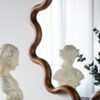 Wooden Accent Mirror With Unique Frame, Wall Mirror For Living Room Bedroom Entryway - Brown - Image 5