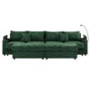 Modern Style 4 Seater Sofa Sectional Sofa Couch With Storage Space, Two Movable Ottomans, Two USB Ports, Two Cup Holders, A Phone Holder For Living Room - Green - Image 20
