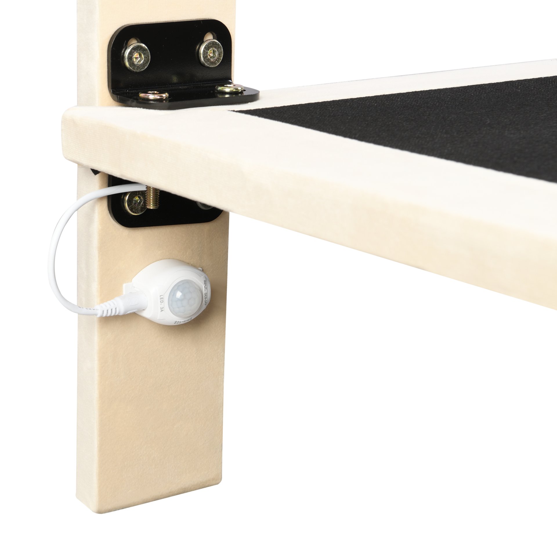 Queen Size Upholstered Bed With Sensor Light And Headboard, Floating Platform Bed - Beige - Image 9