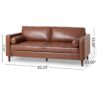 Comfy 3 Seat Sofa With Wooden Legs, For Living Room And Study - Light Brown - Image 3
