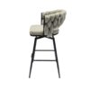 28" Bar Chair Linen Woven Bar Stool (Set of 2) Upholstered With Legs, 360 Swivel, Counter Arm Chairs With Back Footrest - Gray - Image 8