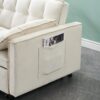 Modern Velvet Sofa, Sofa Pull-Out Bed, Small Love Seat Casual Sofa With Back, With Pillow, Pockets, Living Room Furniture, 3 In 1 Convertible Sleep Sofa Bed - Beige - Image 5