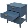 2 Drawer Side Table, American Style, End Table, Suitable For Bedroom - Blue - Image 14