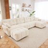 Exquisite 4 Seater Sofa Set With 2 Ottomans Frame, High Resilience Cushions - Premium White - Image 14