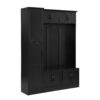 Tall Hall Tree With Shoe Storage, 4 In 1 Entryway Bench With 6 Cabinets, 4 Coat Hooks & Adjustable Shelf For Hallway - Black - Image 14