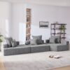Oversized, Modular Sectional Sofa, Luxury Boucle Floor Couch Set, Convertible Sleeper Couch, Spacious Foam-Filled Sofa Bed, 3 Piece Free Combination - Gray - Image 7
