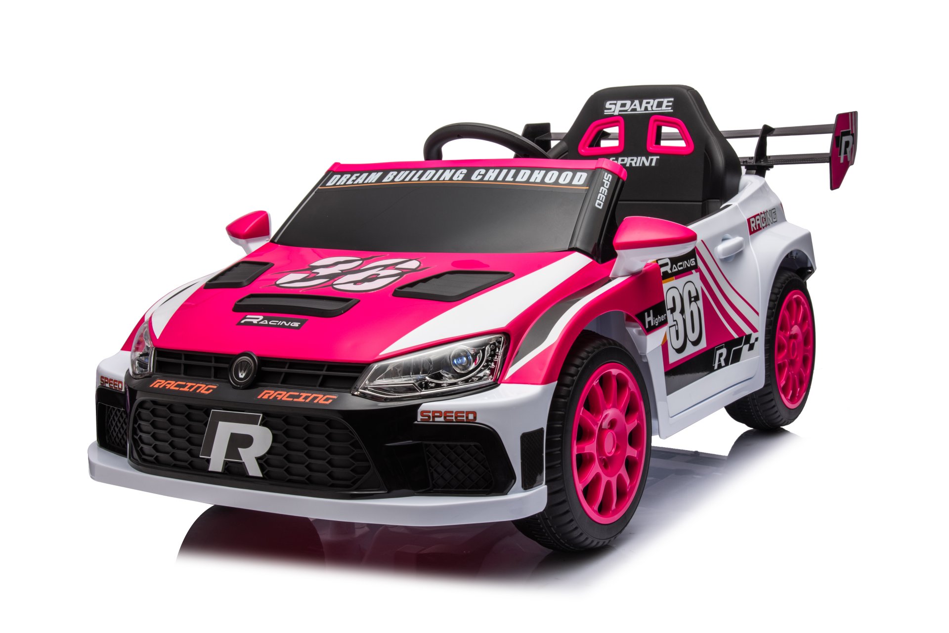 12V4A 20W*2 One Button Start, Forward And Backward, High And Low Speed, Music, Front Light, Power Display, Two Doors Can Open, 2.4G R / C, Seat Belt Four Wheel Absorber Kids Ride On Car - Pink - Image 4