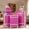 Hardshell Luggage Sets 4 Pieces 20" / 24" / 28" Luggages And Cosmetic Case Spinner Suitcase With Tsa Lock Lightweight - Pink - Image 9
