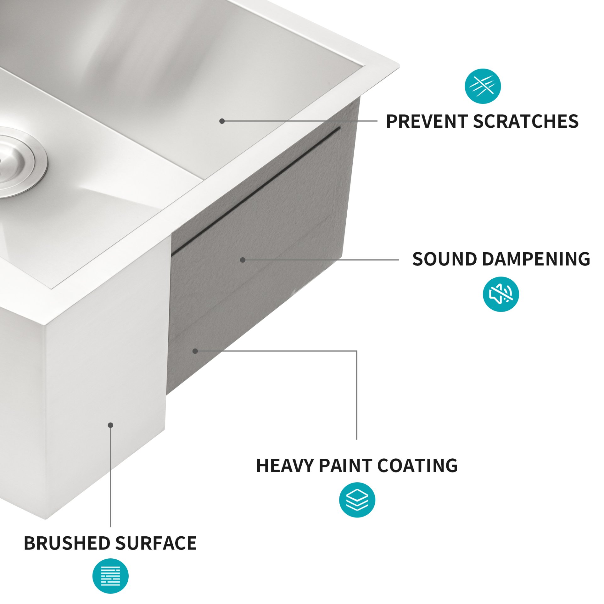 Farmhouse 33" Kitchen Sink Stainless Steel Apron Front 16 Gauge - Brushed Nickel - Image 4